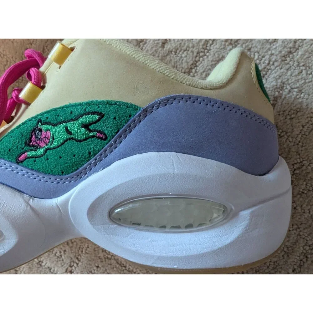 Reebok BBC Question Low Shoes Mens 9.5 Allen Iverson Ice Cream Yellow Green